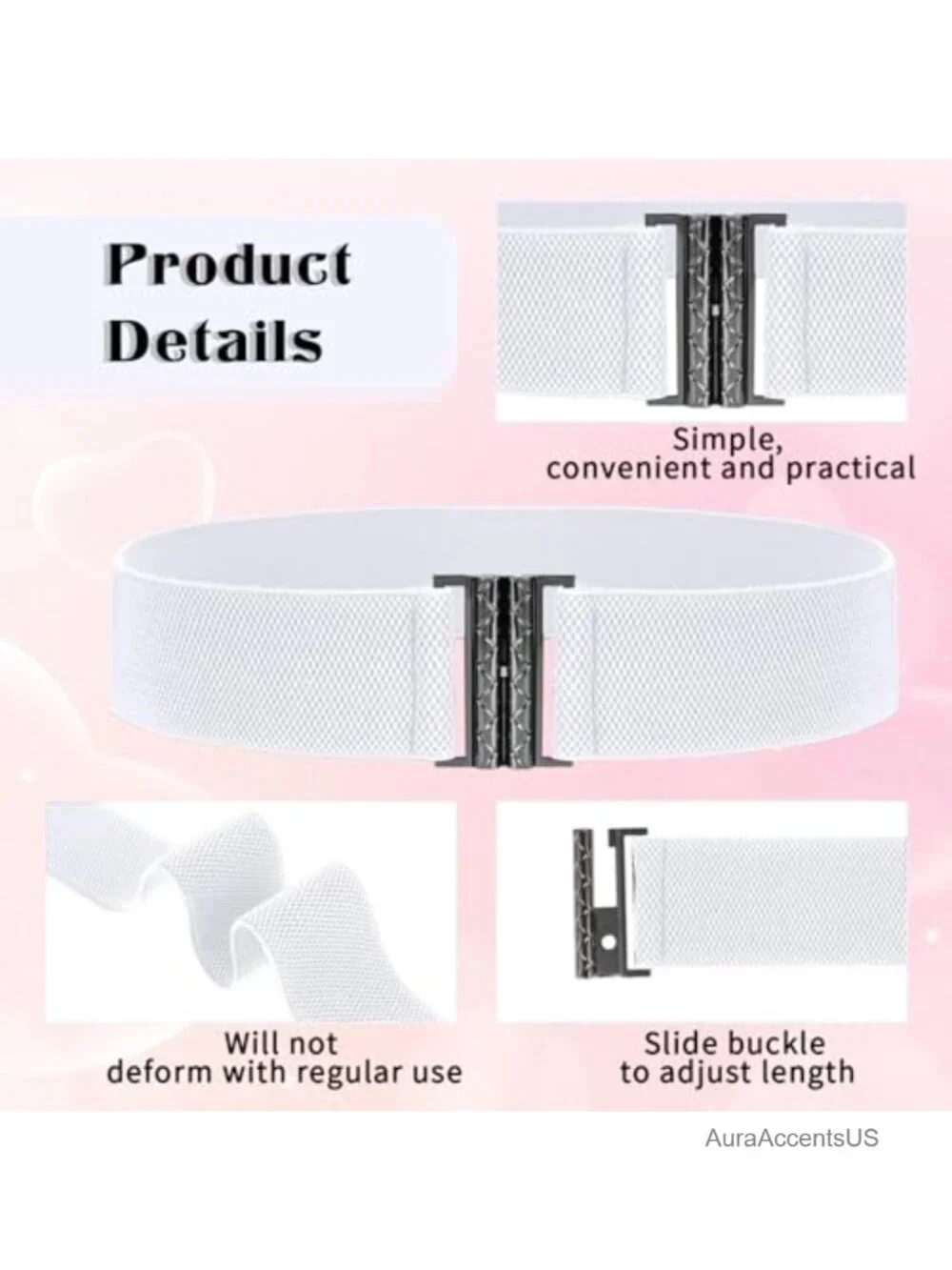 Wide Stretchy Elastic Waist Belt Adjustable Cinch Buckle Belt